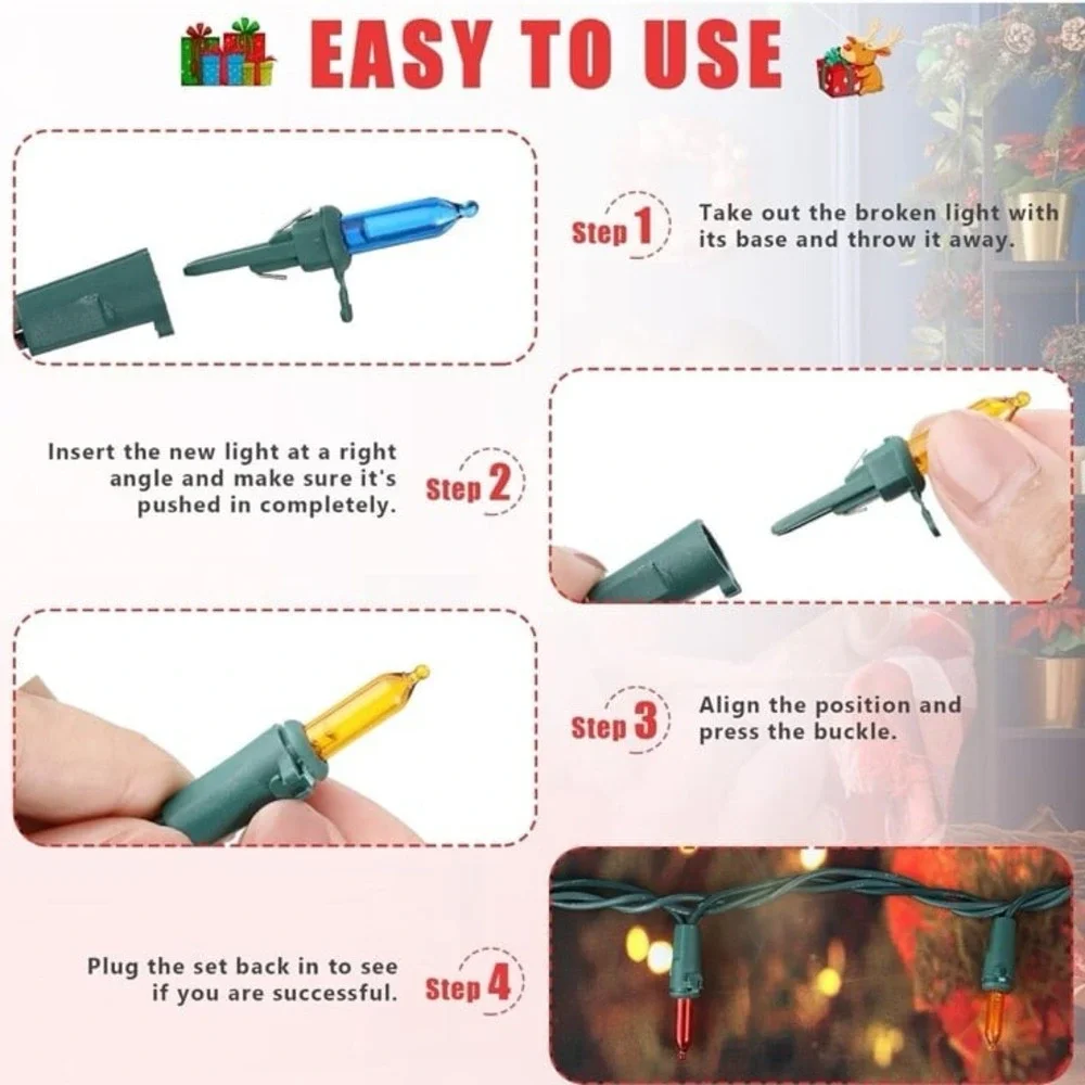 Riakrum Christmas Replacement Mini Light Bulb 3 Volt 0.06 Watt Christmas Tree LE